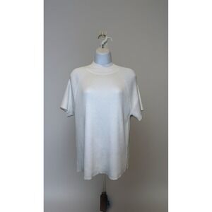 NWT Liz‎ Claiborne White 1/2 Turtleneck Ribbed Sweater Shirt Sleeve Sz. Large